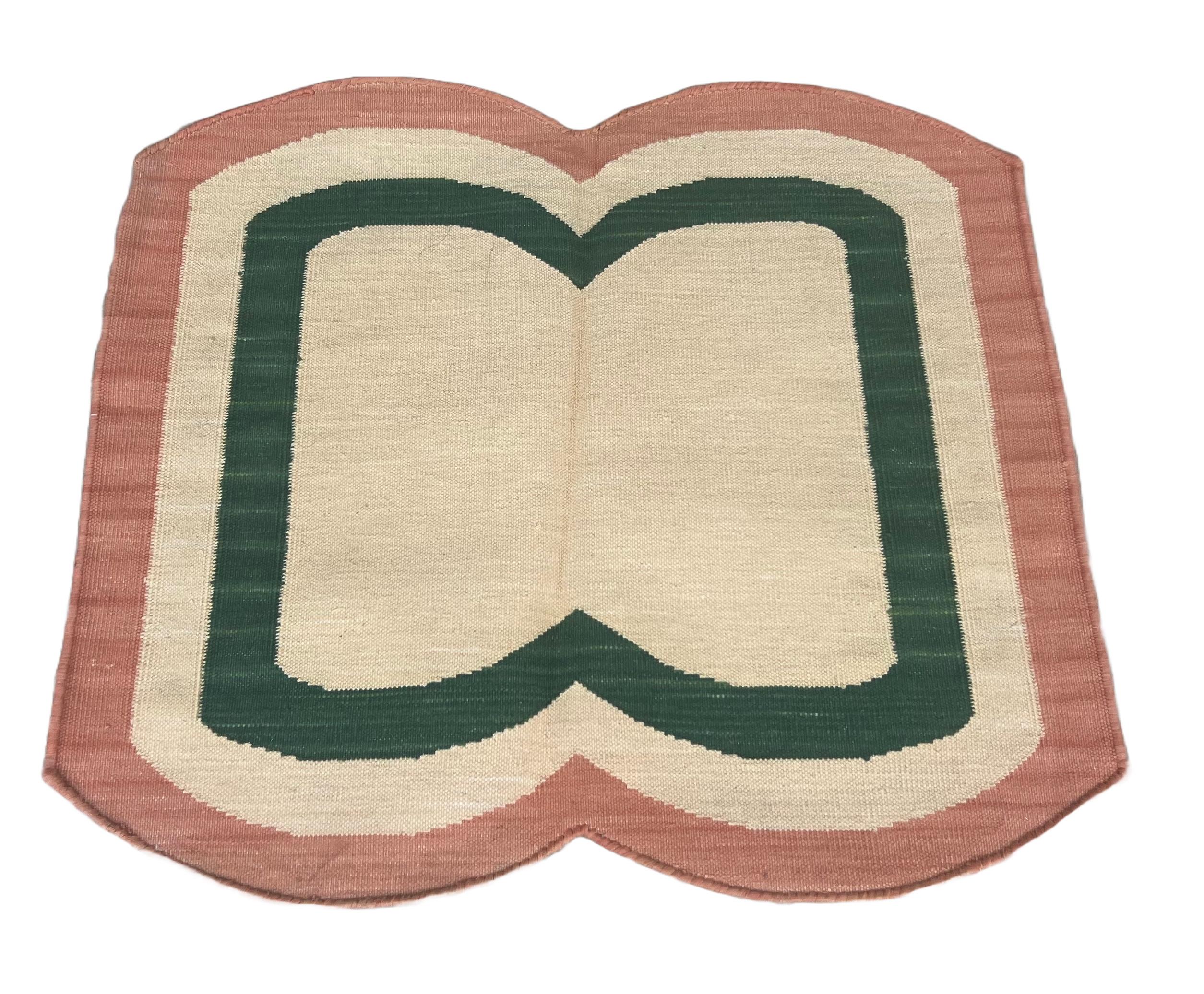 Mid-Century moderno Tappeto a tessitura piatta in cotone fatto a mano, 20 