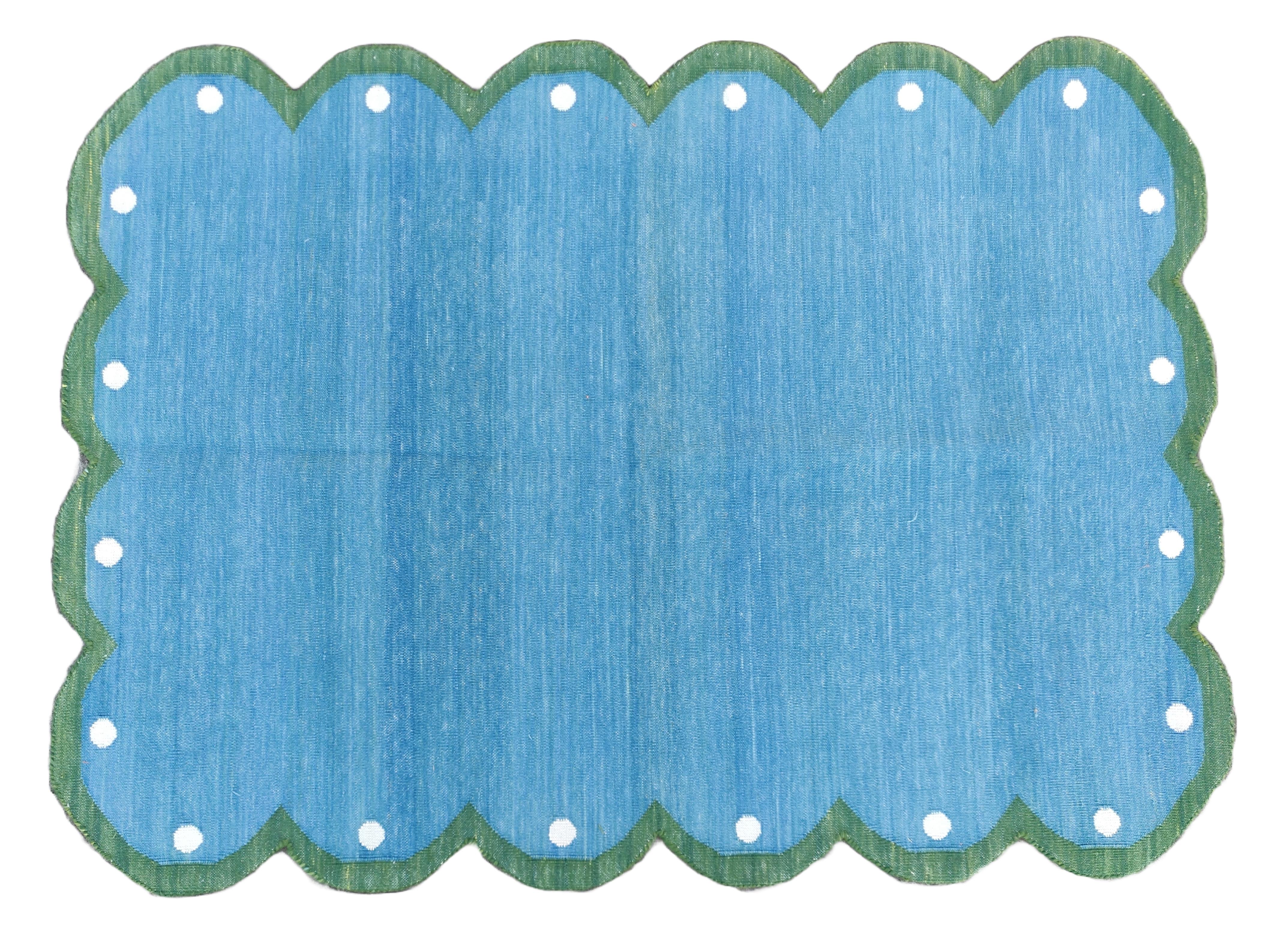 Mid-Century Modern Handmade Cotton Area Flat Weave Rug, 30
