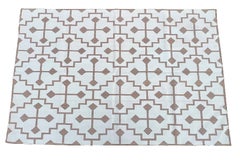 Handmade Cotton Area Flat Weave Rug, 4x6 Beige And Cream Checked Indian Dhurrie