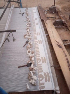 Handmade Cotton Area Flat Weave Rug, 6x9 Cream And Beige Leaf Indian Dhurrie Rug