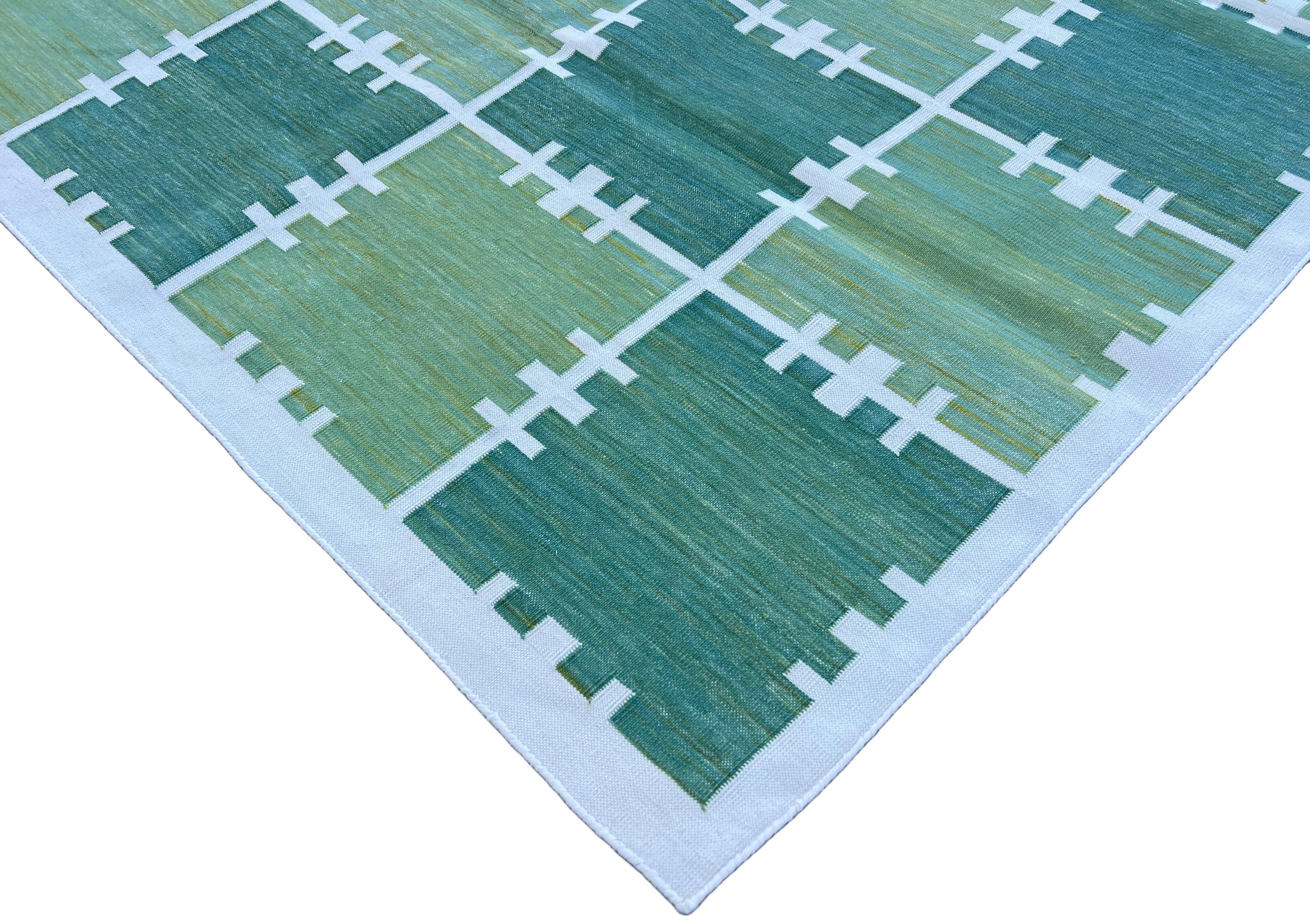 Cotone Tappeto a tessitura piatta in cotone fatto a mano, 6x9 Greene & Greene a quadri indiani in vendita