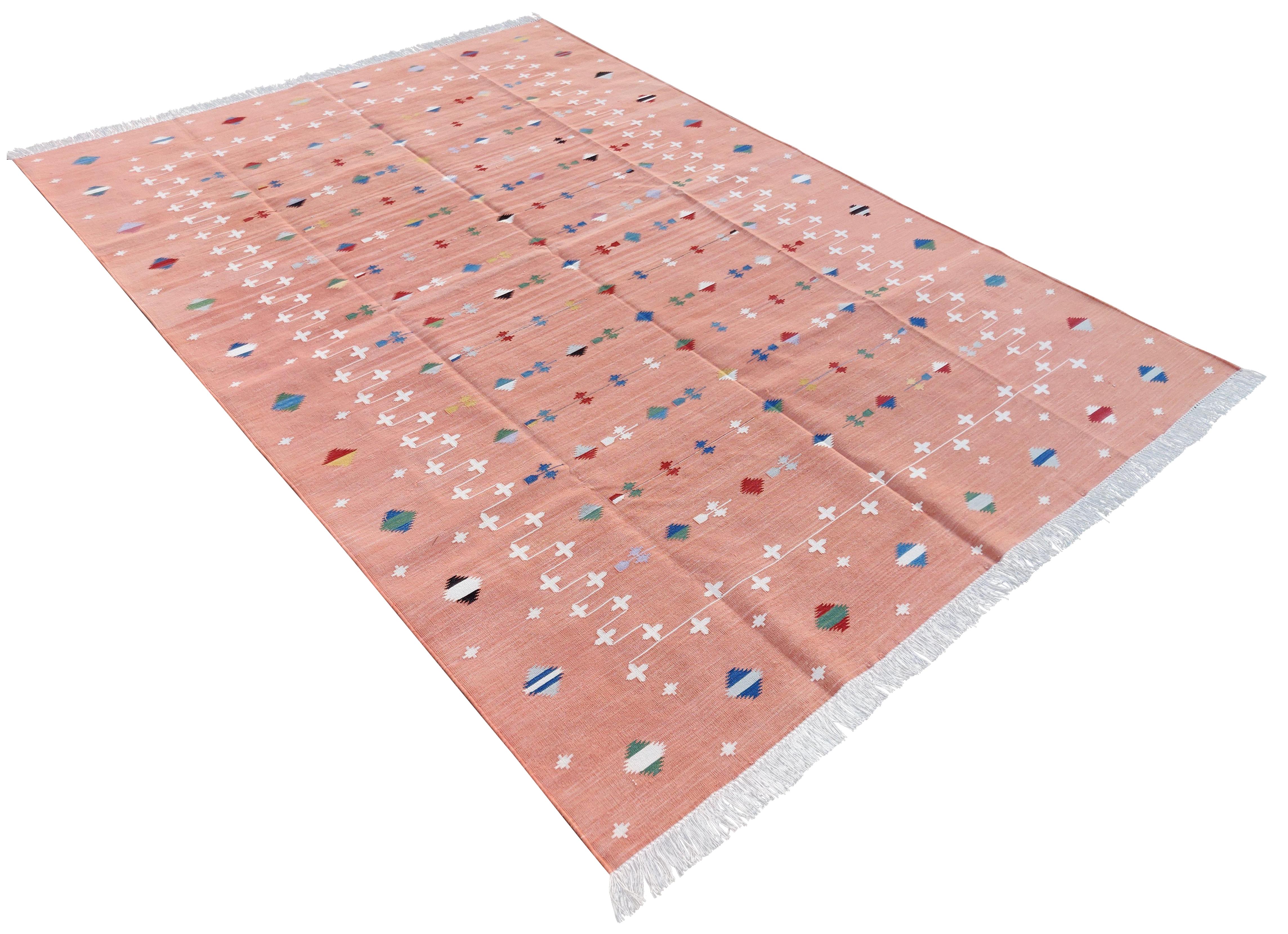 Cotton Vegetable Dyed Reversible Pink And White Indian Shooting Star Rug - 6'x9'
These special flat-weave dhurries are hand-woven with 15 ply 100% cotton yarn. Due to the special manufacturing techniques used to create our rugs, the size and color