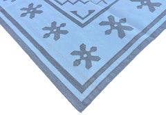 Handmade Cotton Area Flat Weave Rug, 7x11 Beige, Cream Geometric Indian Dhurrie