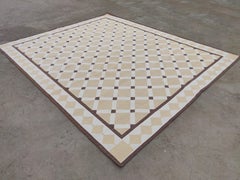 Handgefertigter Flachgewebe-Teppich aus Baumwolle, 8x10 Beige und Brown Geometrischer Indischer Teppich