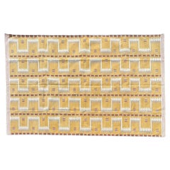 Handmade Cotton Area Flat Weave Rug, 8x10 Mustard Beige Geometric Indian Dhurrie