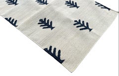 Handmade Cotton Area Flat Weave Runner, 2x6 Green And Black Tree Indian Dhurrie