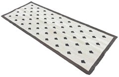 Runner a tessitura piatta in cotone fatto a mano, 3x8 Beige e Marrone Foglia Indiana Dhurrie