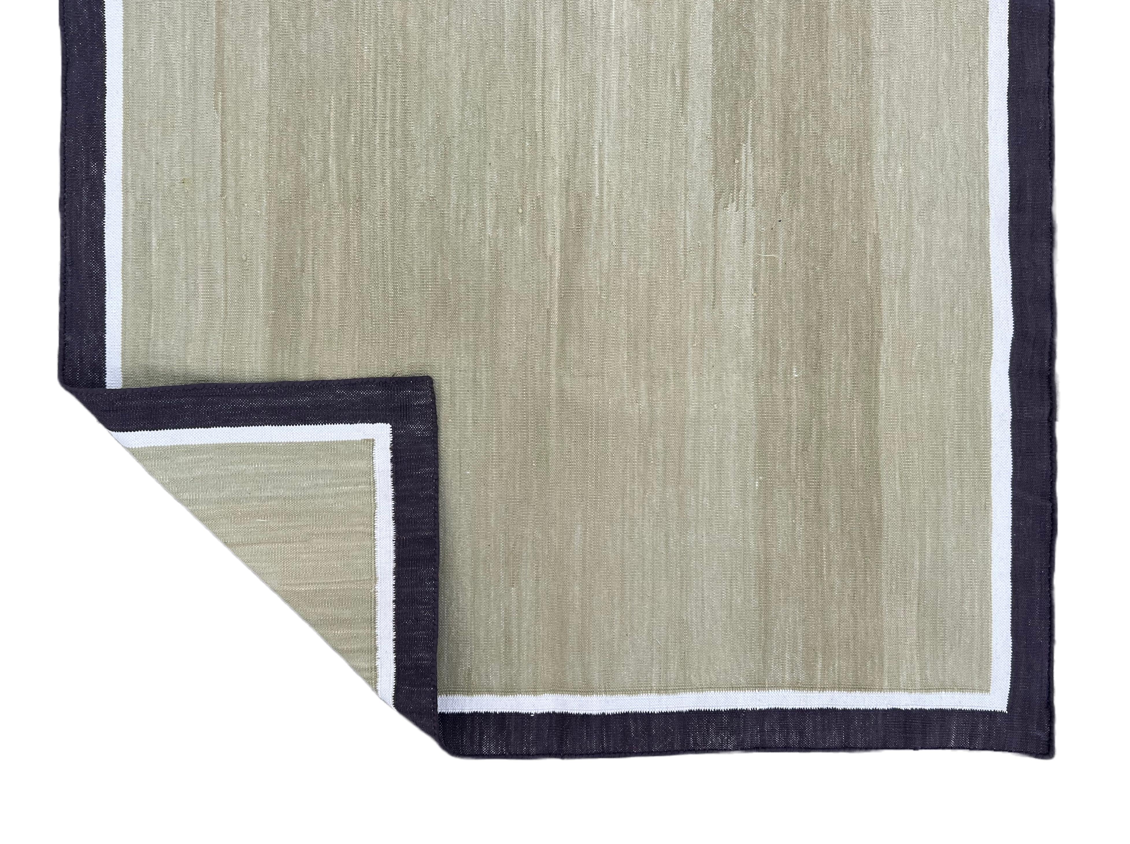 Cotone Tappeto per l'area a tessitura piatta in cotone fatto a mano, 3x5 Greene & Greene a strisce marroni in vendita