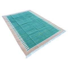 Tappeto per l'area a trama piatta in cotone fatto a mano, 6x9 Greene & Greene & Greene a strisce indiane