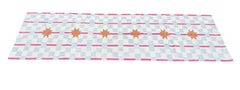 Handmade Cotton Flat Weave Runner, 4x14 White, Pink Star Dash Indian Dhurrie Rug