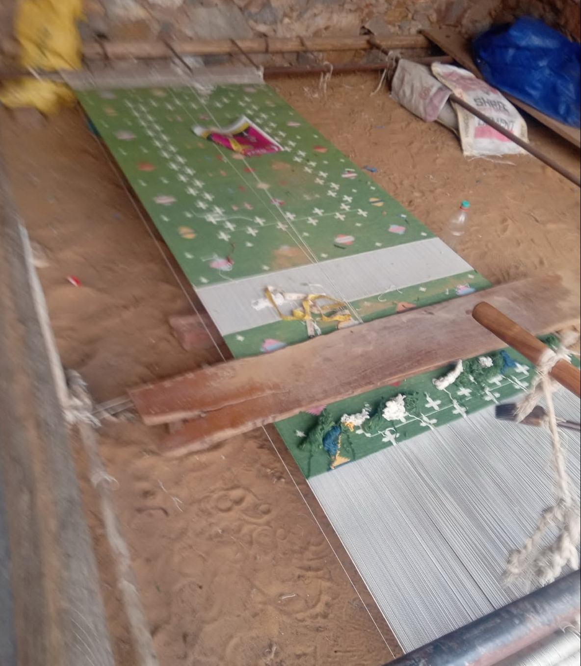 Handmade Cotton Flat Weave Runner, 3x16 Green Shooting Star Indian Dhurrie Rug For Sale 6