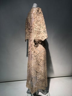 Handmade Cotton Victorian Lace Appliqué on Net Duster Jacket W/ Corset Back