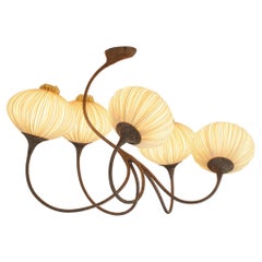 Antique Silk and Organza over Metal "5 Palms" Chandelier by Aqua Creations