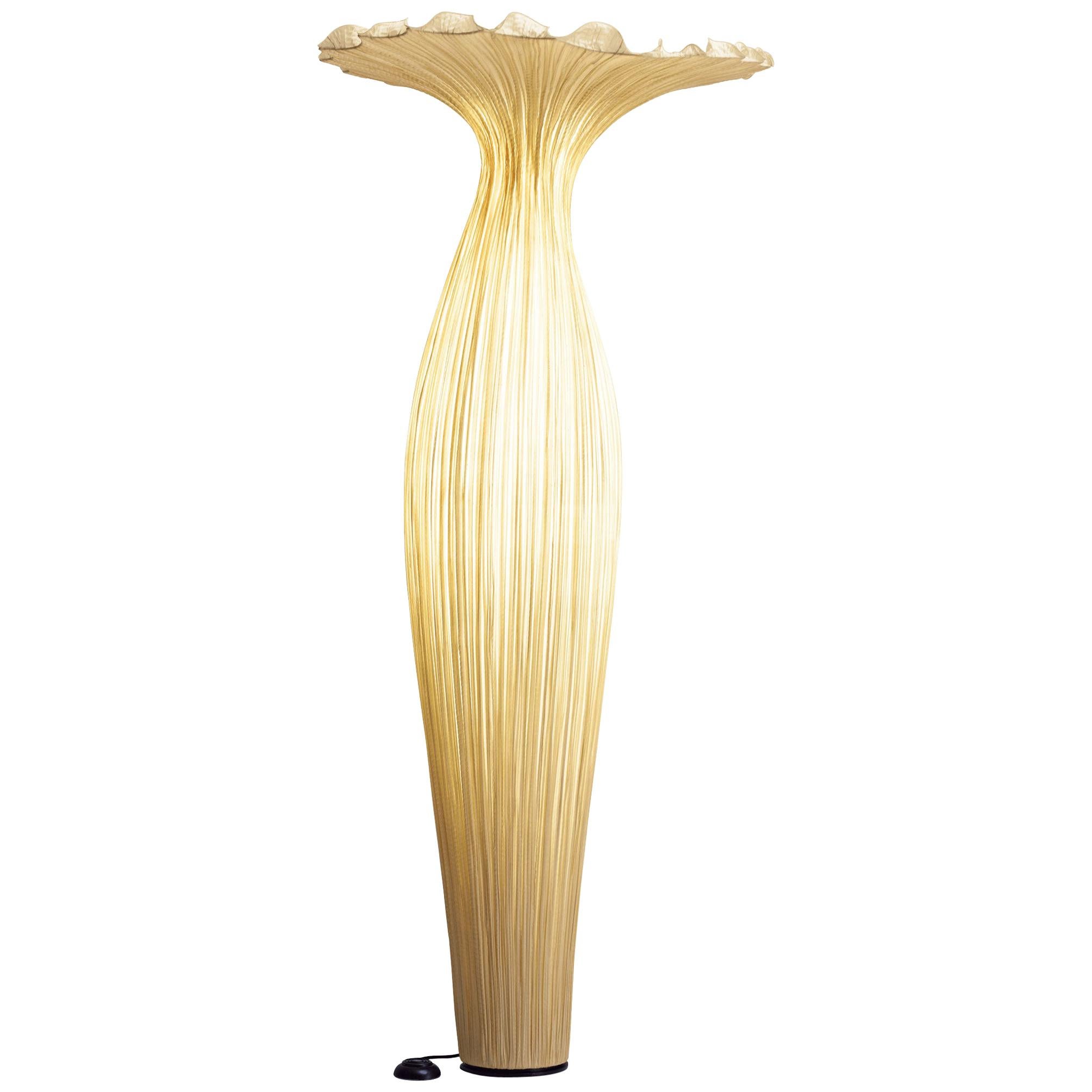Silk over Metal "Morning Glory" Floor Lamp by Aqua Creations For Sale