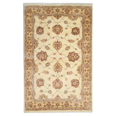 Tapis en laine crème fait main, tapis floral traditionnel pour chambre à coucher et salon