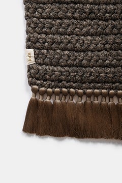 Tapis épais au crochet 200x300 cm en cacao noir avec pompons