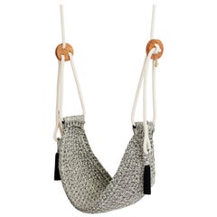 Grey Saddle Swing Handmade Crochet Outdoor UV Protected Textile Hammock Seat