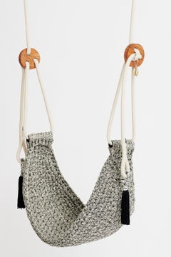 Handmade Crochet Schwarz und Weiß Outdoor UV geschützt Textil Swing Hängematte Sitz