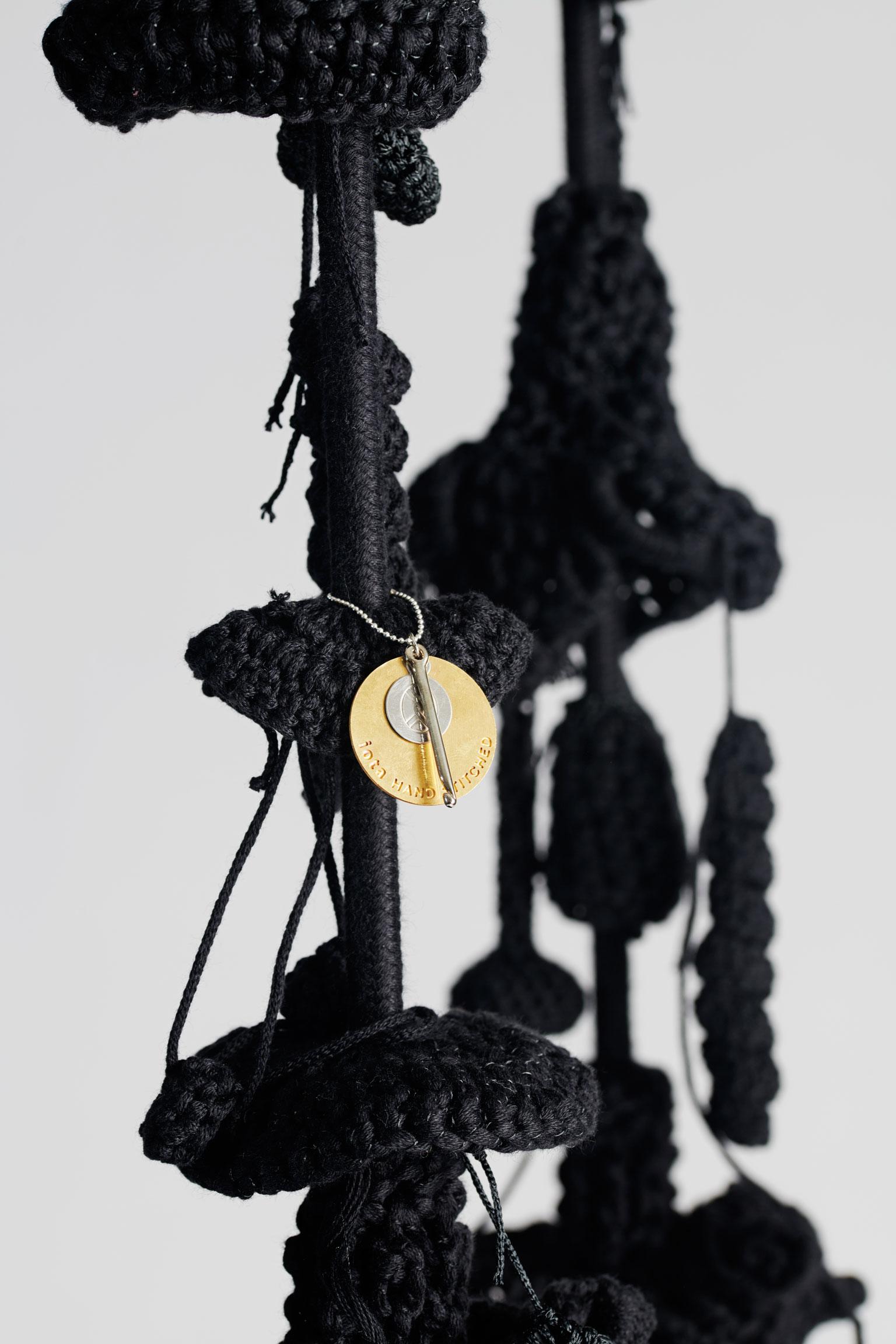 Handmade Crochet Cotton Polyester Black Forest Swing with Matte Black Iron Seat 3