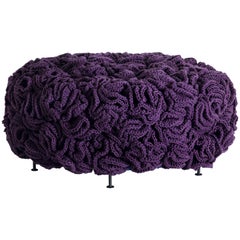 Handmade Crochet Elements Cotton and Polyester Mini Pouf