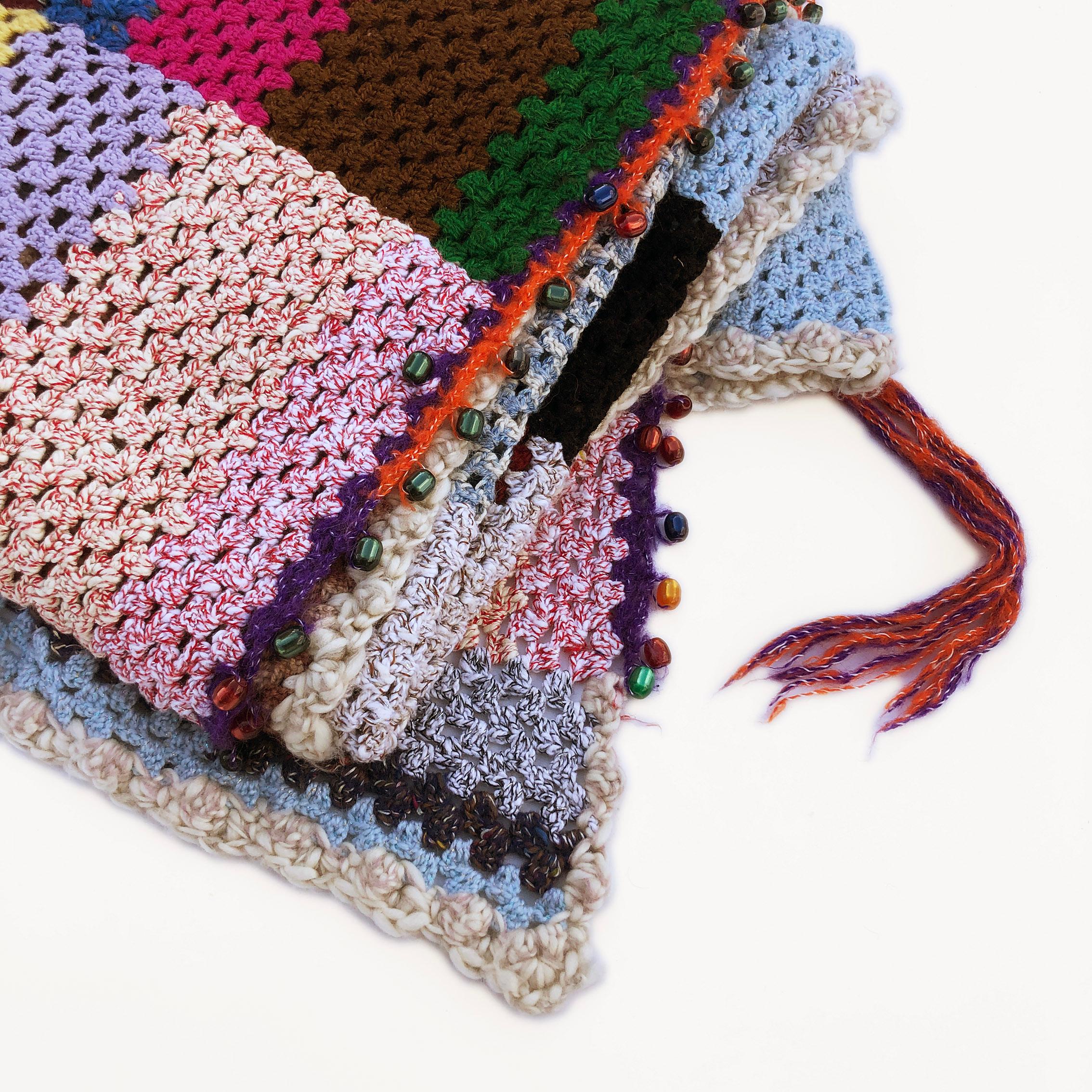 Handmade Crochet Patchwork Throw #2 Knitted Wool Blanket Sofa Bed Armchair 1