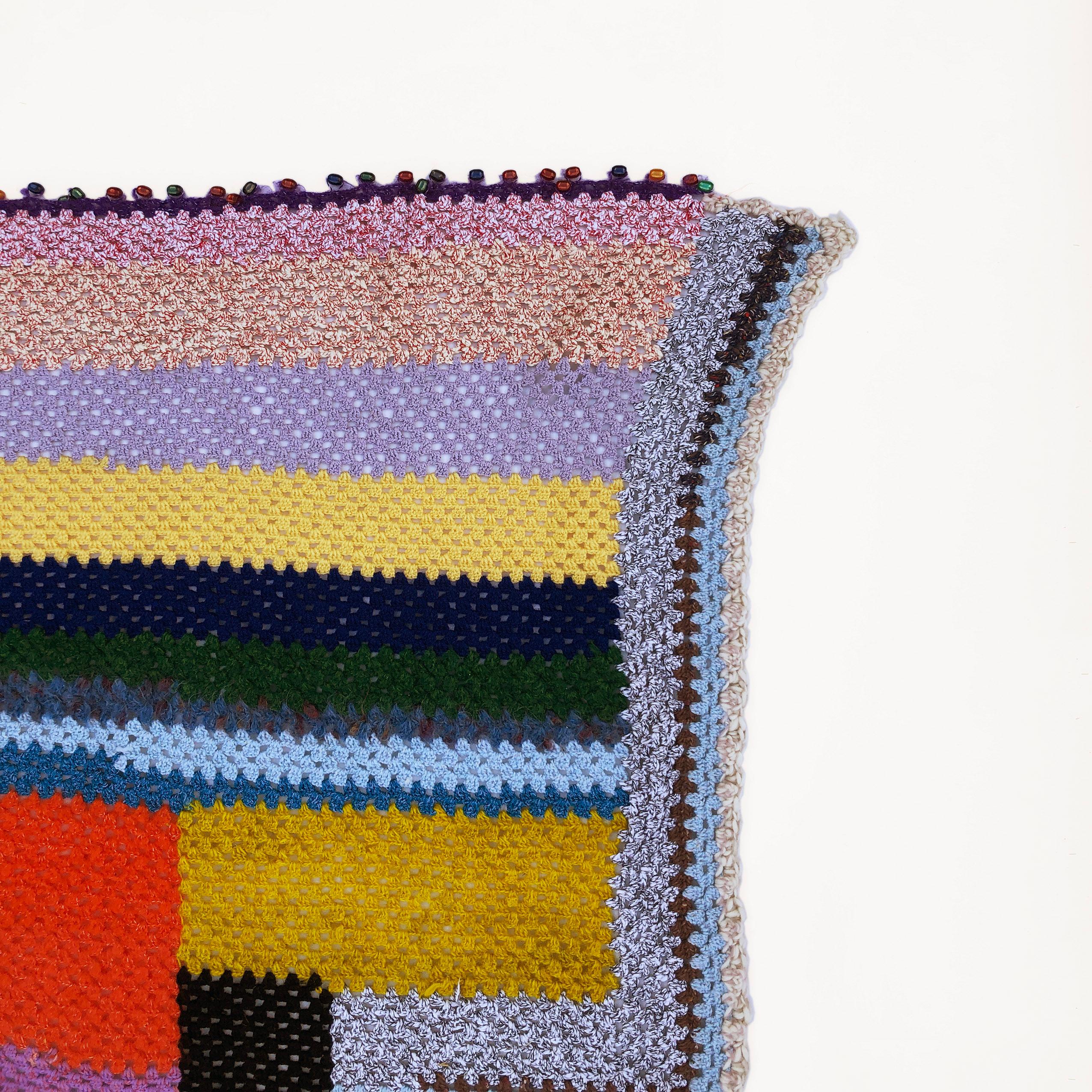 Bohemian Handmade Crochet Patchwork Throw #2 Knitted Wool Blanket Sofa Bed Armchair