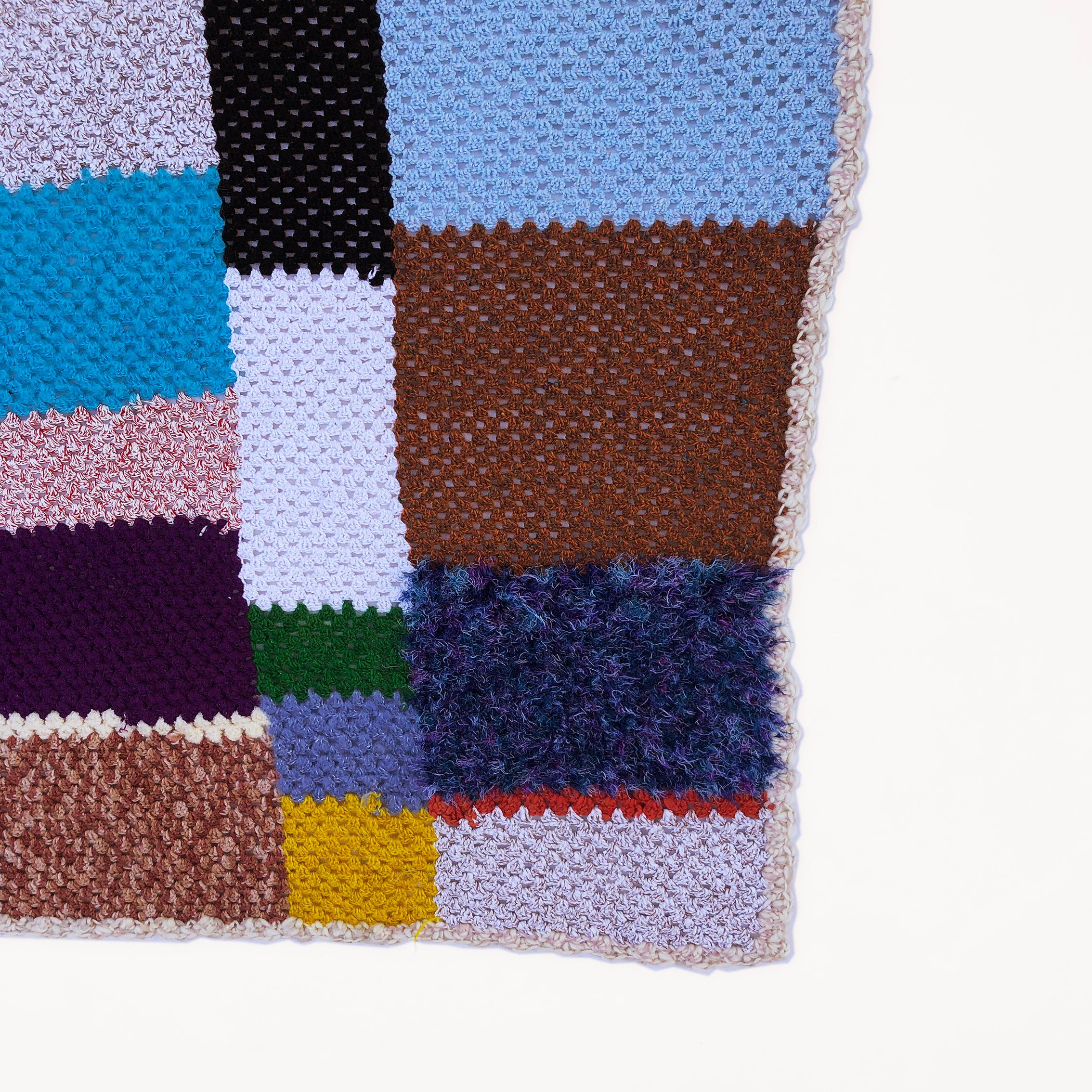 Greek Handmade Crochet Patchwork Throw #2 Knitted Wool Blanket Sofa Bed Armchair