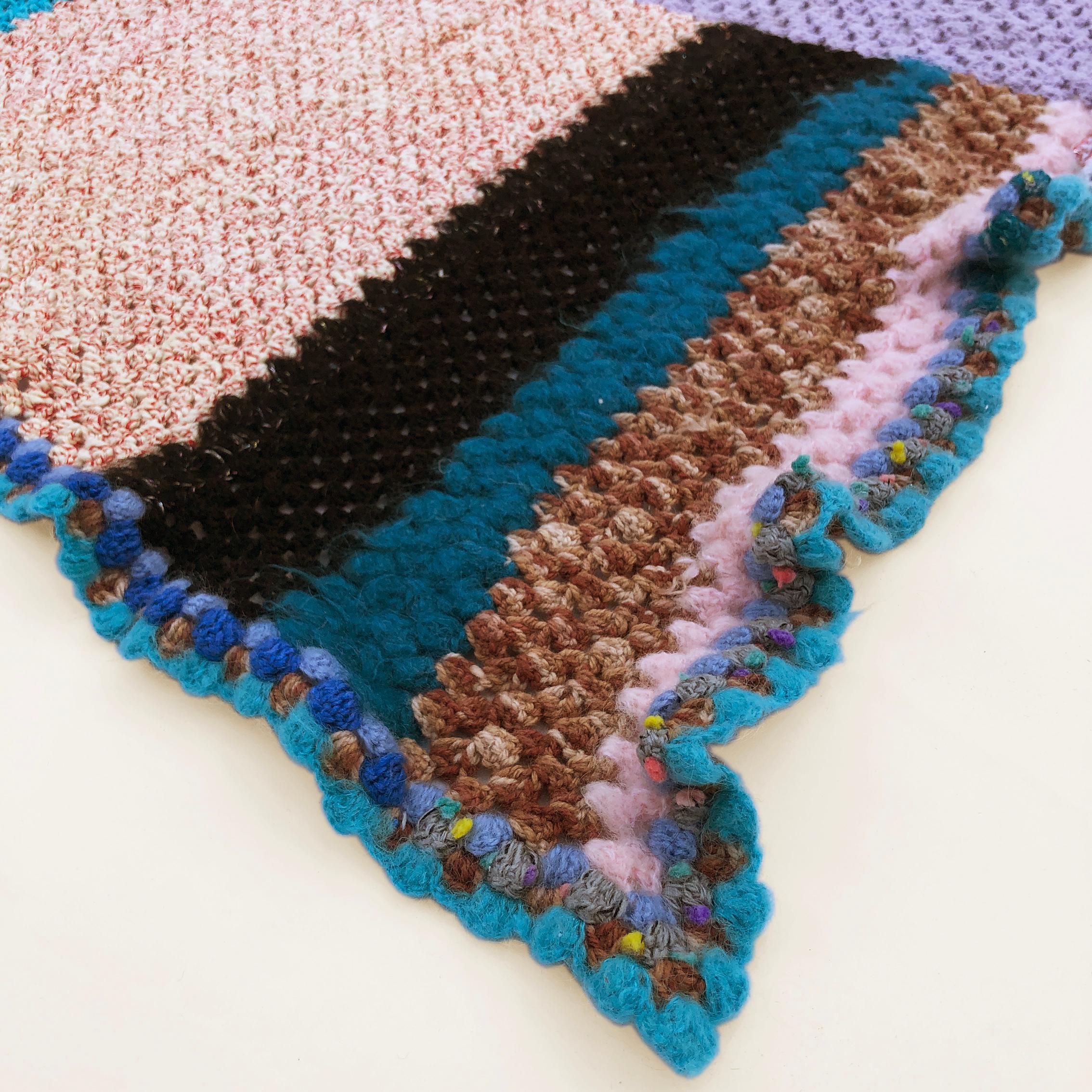 XXIe siècle et contemporain Plaid en patchwork fait main #3 Couverture en laine tricotée Canapé Lit Fauteuil en vente