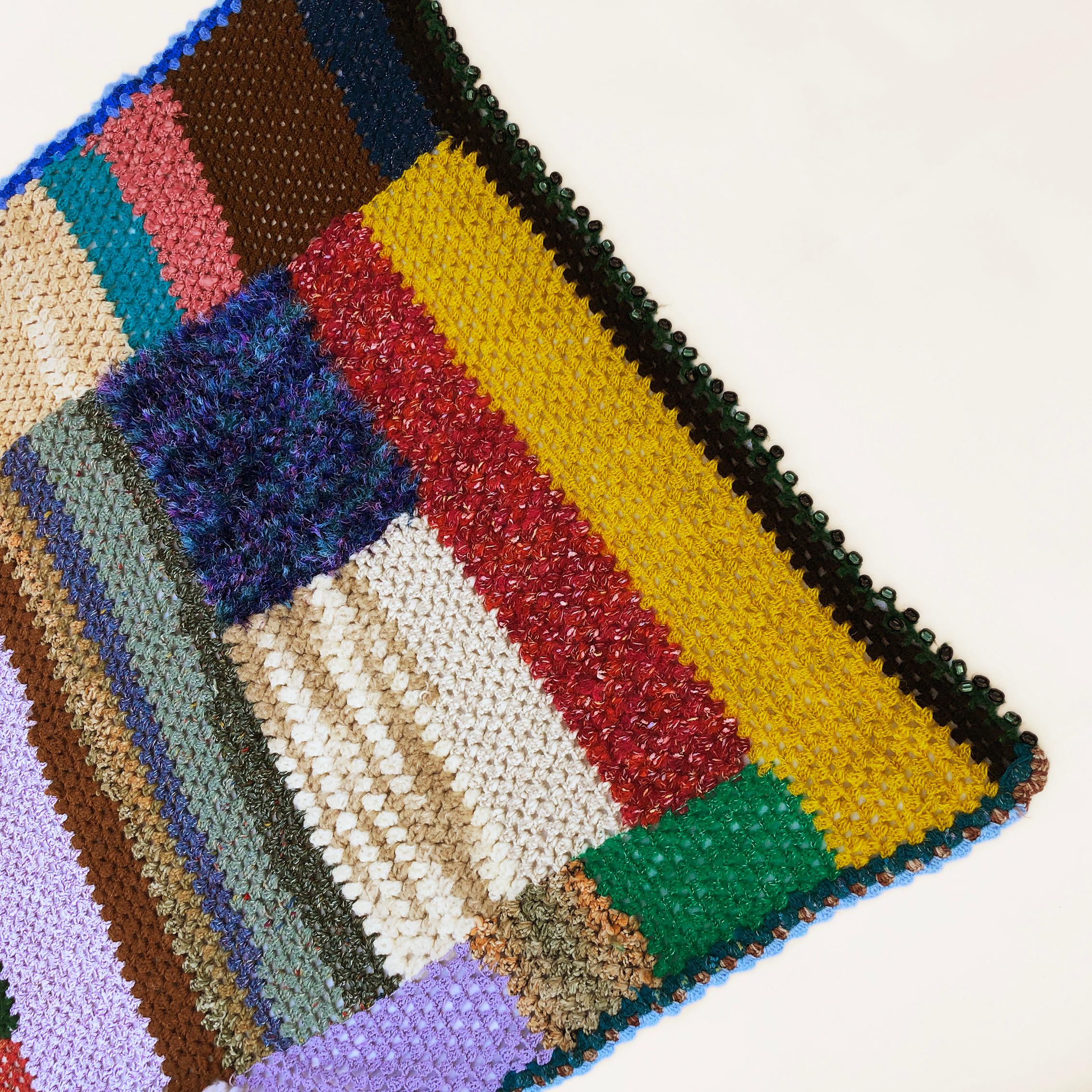 Handmade Crochet Patchwork Throw #3 Knitted Wool Blanket Sofa Bed Armchair (Böhmisch) im Angebot