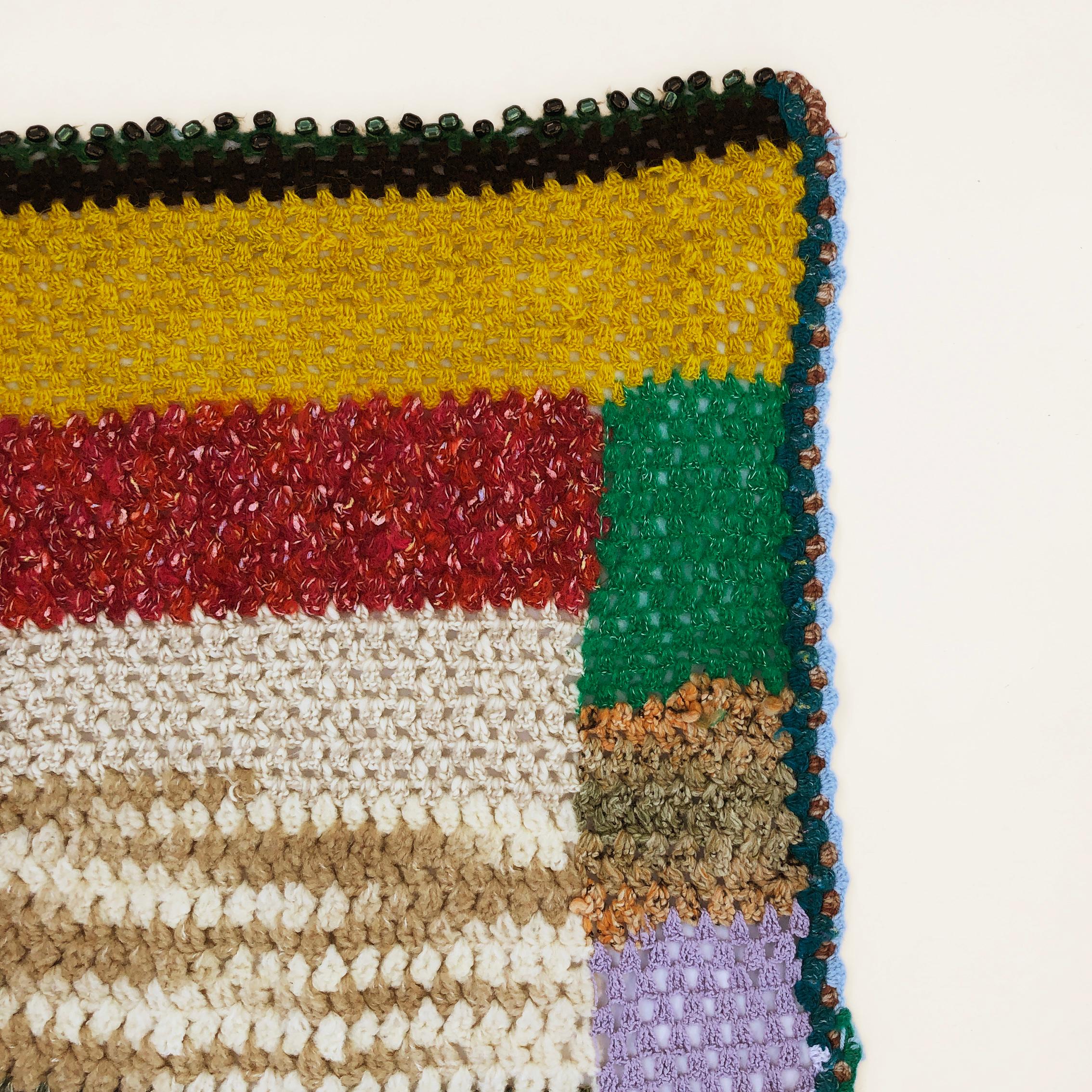 Handmade Crochet Patchwork Throw #3 Knitted Wool Blanket Sofa Bed Armchair (Handgefertigt) im Angebot