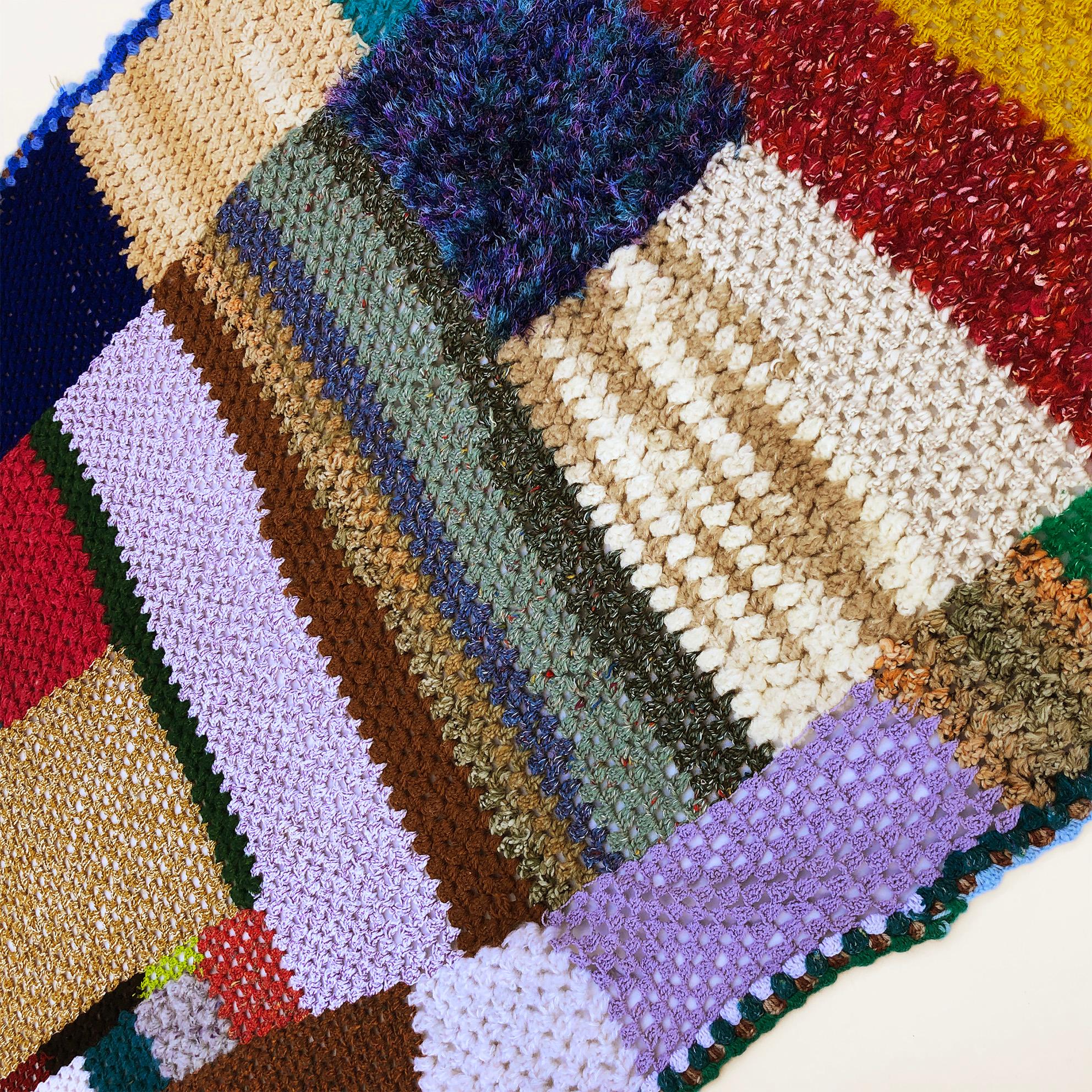 Bohème Plaid en patchwork fait main #3 Couverture en laine tricotée Canapé Lit Fauteuil en vente