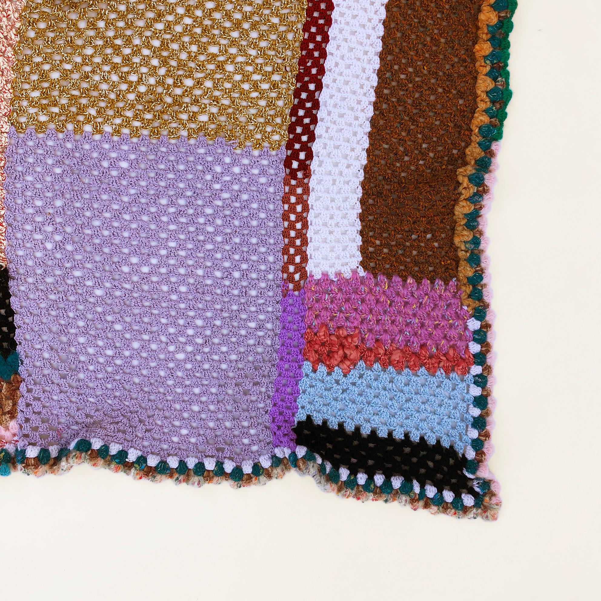 Fait main Plaid en patchwork fait main #3 Couverture en laine tricotée Canapé Lit Fauteuil en vente