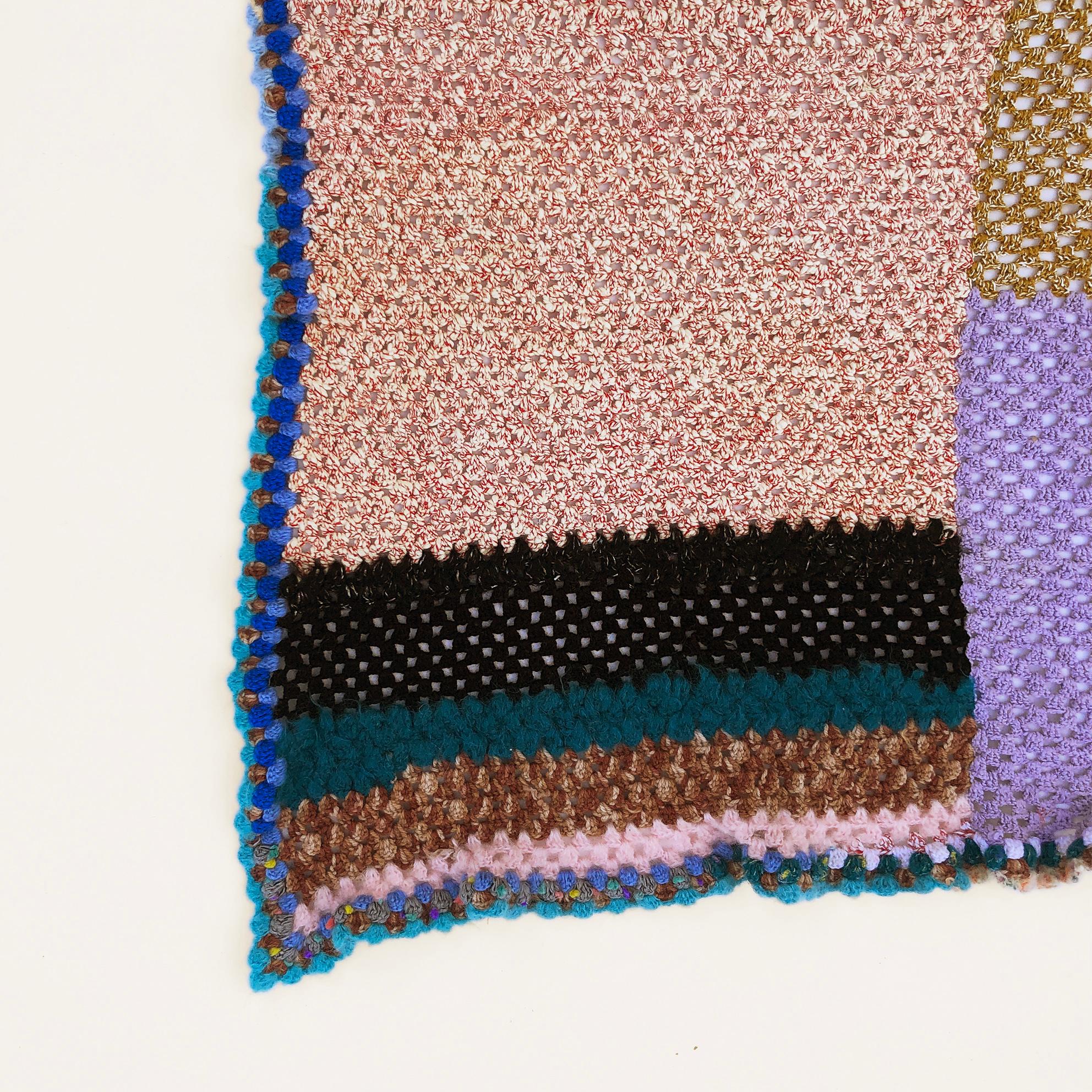 Plaid en patchwork fait main #3 Couverture en laine tricotée Canapé Lit Fauteuil Bon état - En vente à London, GB