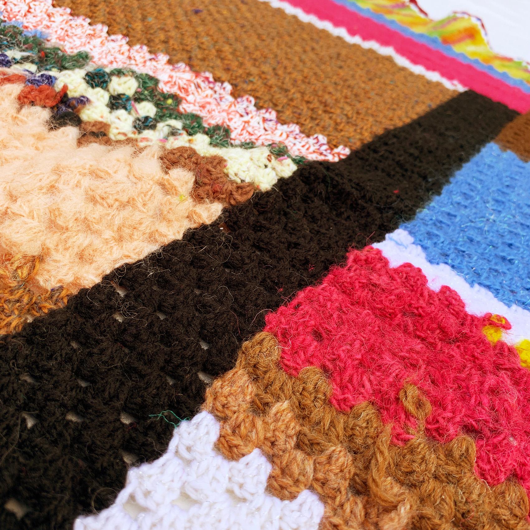Bohème Couverture tricotée en patchwork fait main Canapé Lit Fauteuil en vente