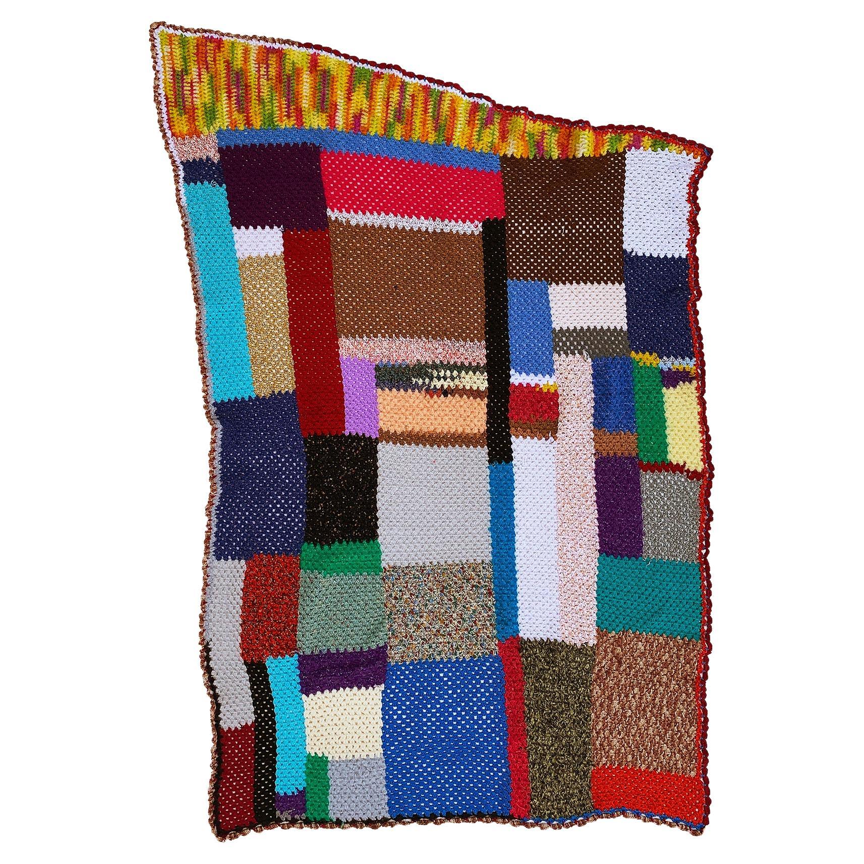 Couverture tricotée en patchwork fait main Canapé Lit Fauteuil en vente