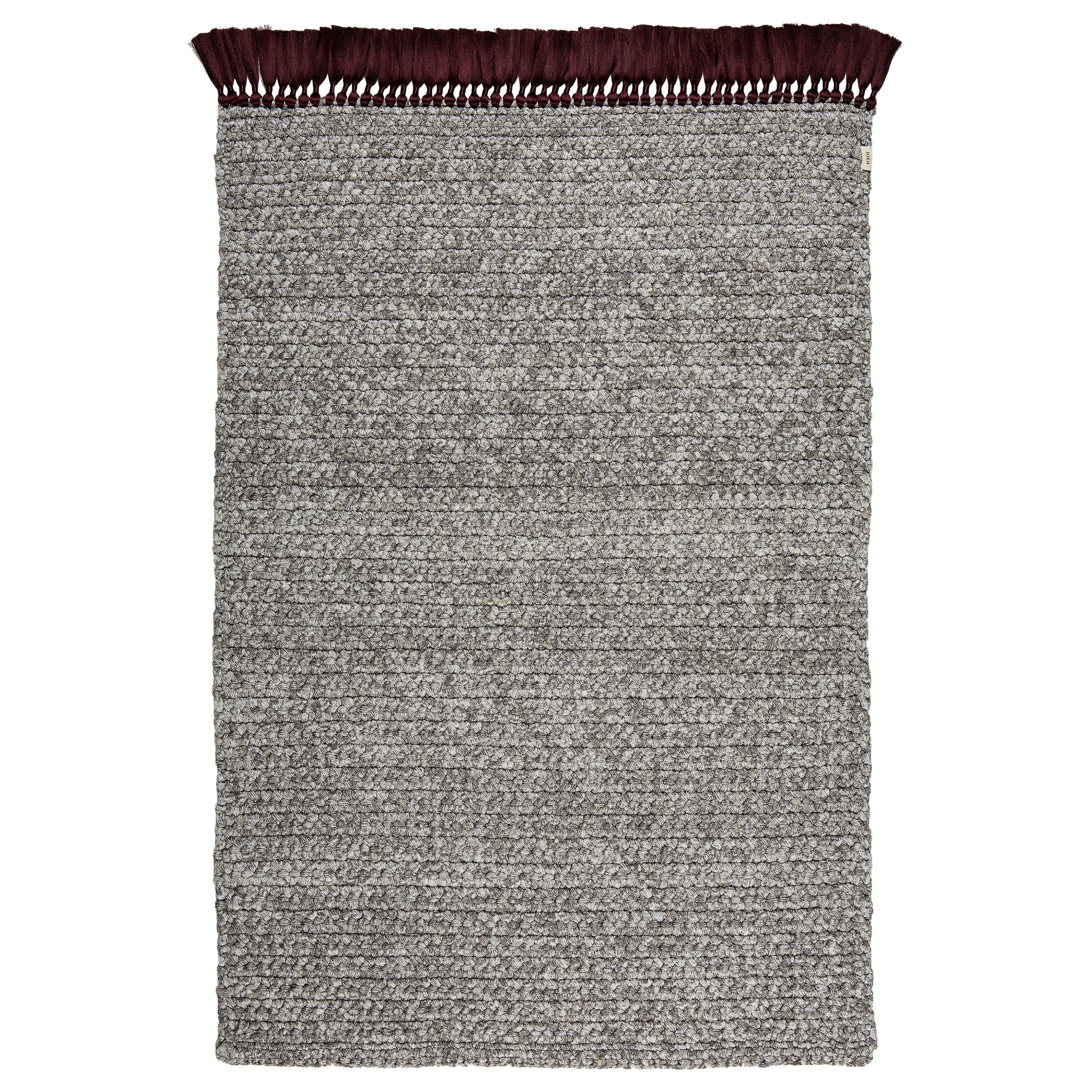 Handgefertigter gehäkelter dicker Teppich 120X200 cm in Grau, Cacao, Weinfarbe im Angebot
