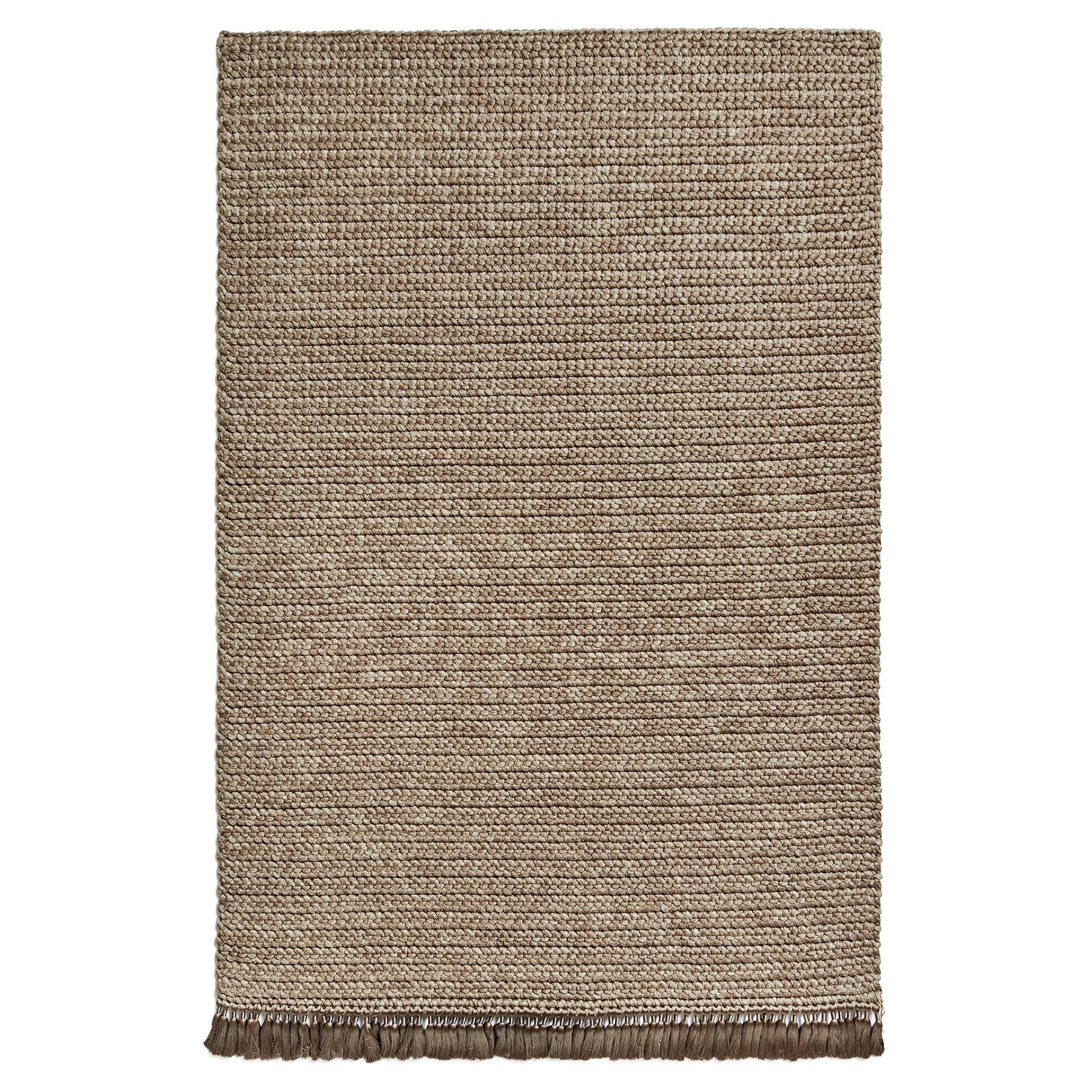 Handmade Crochet Thick Rug in Cacao Brown Beige Made of Cotton & Polyester For Sale