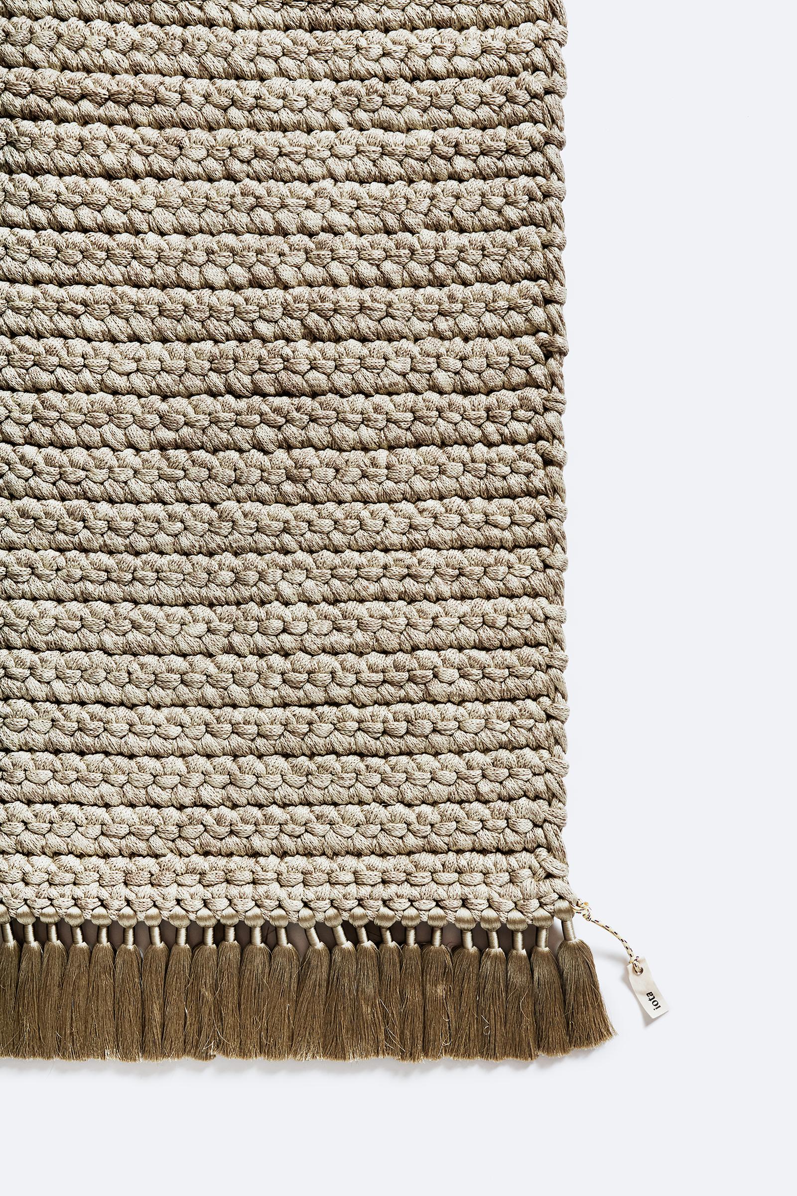 Handmade Crochet Thick Rug 170X240 cm in Beige - Sand & Cacao Colors In New Condition For Sale In Tel Aviv, IL
