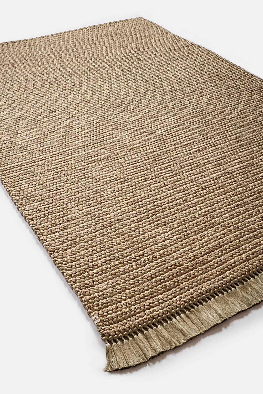 Hand-Crafted Handmade Crochet Thick Rug 170X240 cm in Golden Beige Wine Colors For Sale