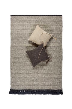Handmade Crochet Thick Rug 170x240 cm in Grey Beige Black Colors