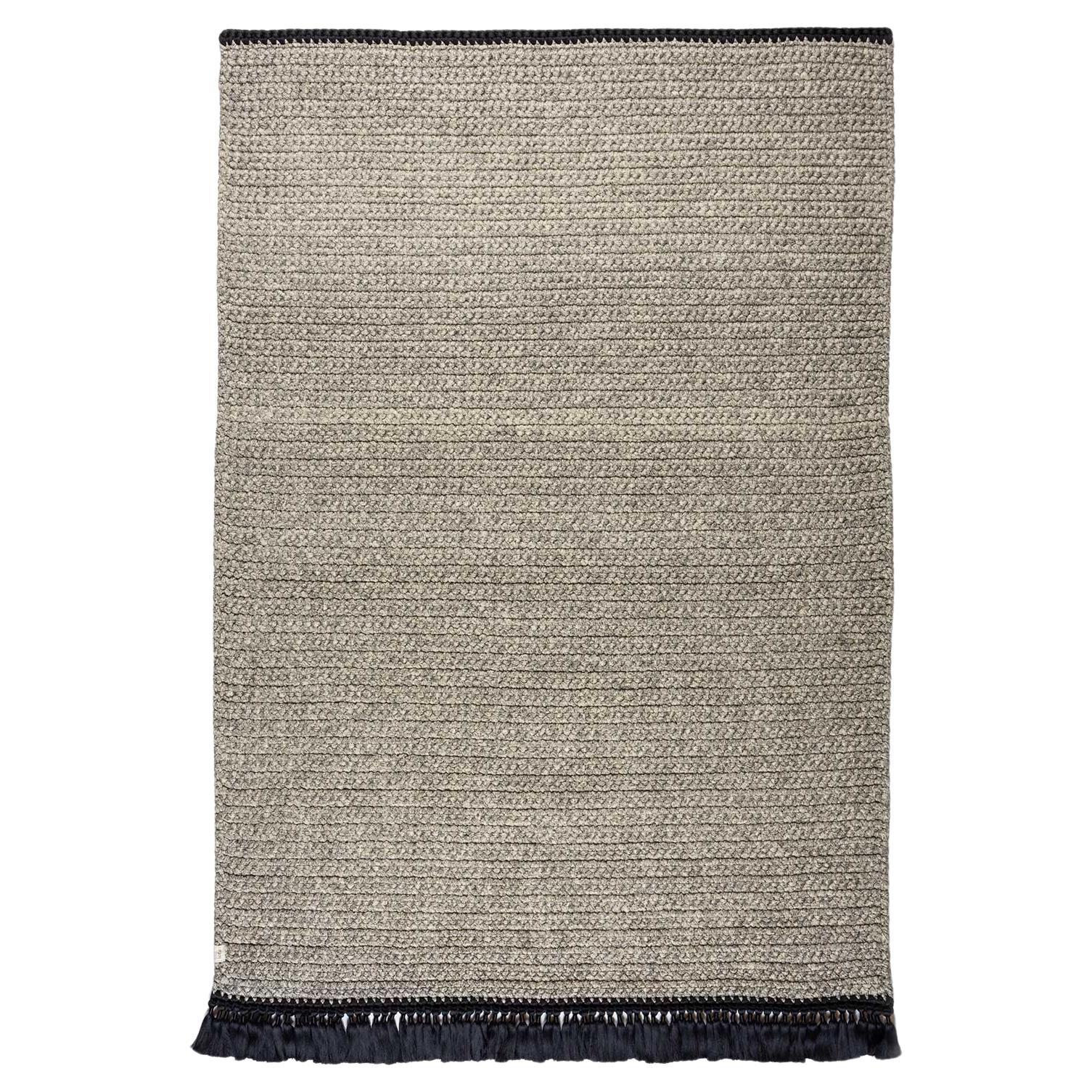 Handmade Crochet Thick Rug 170x240 cm in Grey Beige Black Colors