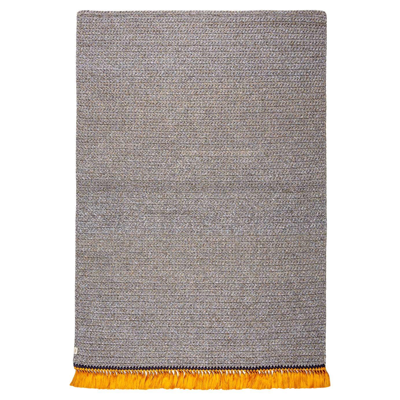 Tapis épais 170x240 cm en sable gris avec glands dorés faits à la main