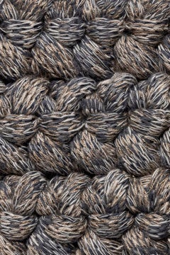 Handgefertigter gehäkelter dicker Teppich in Grau Cacao Beige aus Baumwolle und Polyester