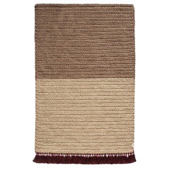 Handmade Crochet Two-Tone Rug 120x200 cm in Mocha Colors With Tassles