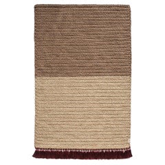 Handmade Crochet Two-Tone Rug in Beige Brown Made of Cotton & Polyester by iota