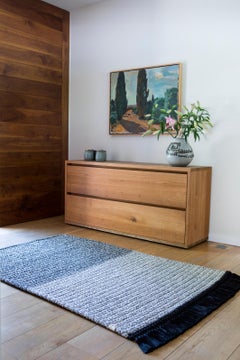Handmade Crochet Two-Tone Rug 120X200 cm in Black with Black Tassles
