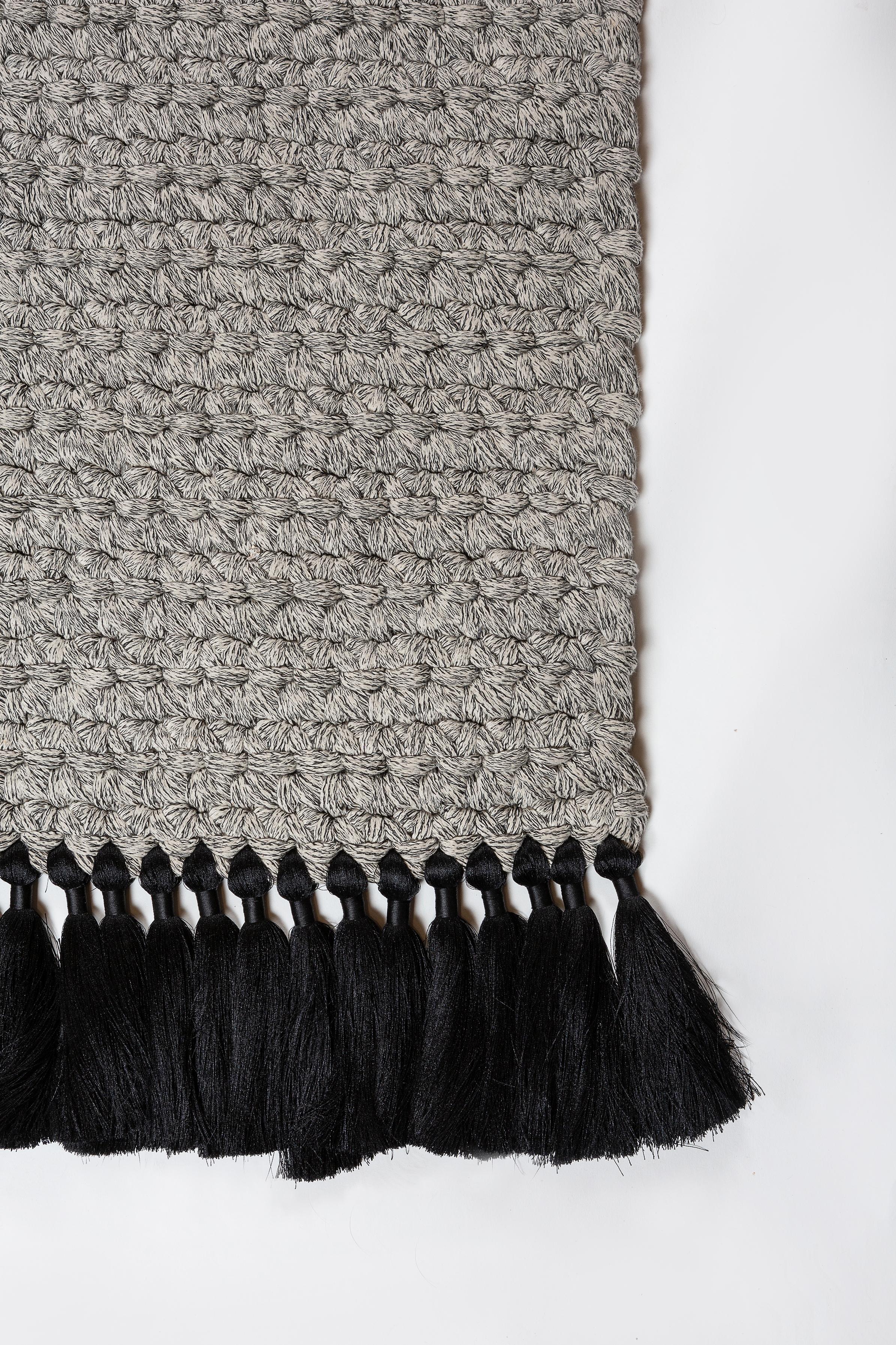 Handmade Crochet Two-Tone Rug in Black Made of iota's Bespoke Yarns 2