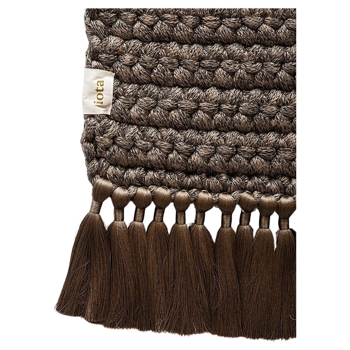 Handmade Crochet 200x300 cm Thick Rug in Cacao Black with Tassels For Sale