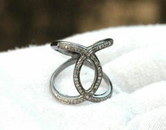 Handmade Crossover Pave Diamond Ring For Christmas Gift 925 Silver Diamond Ring.