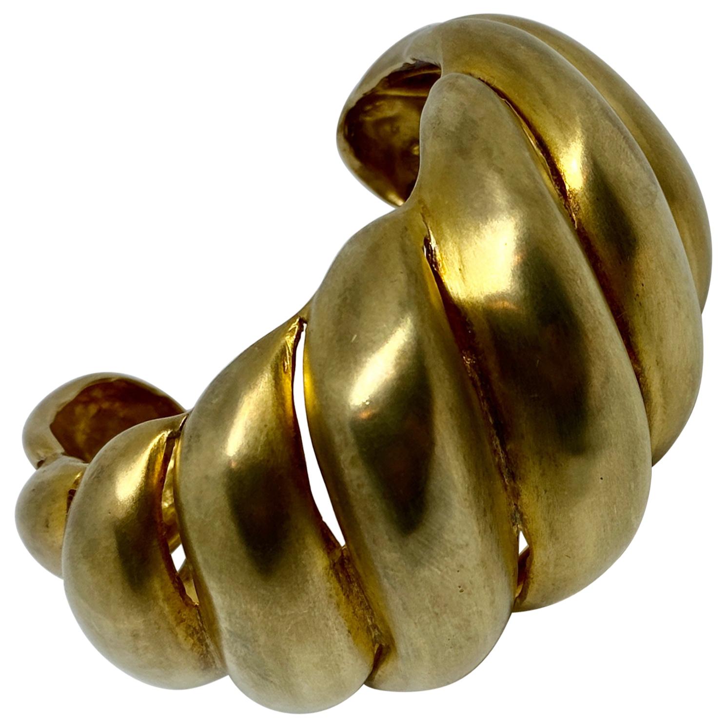 Handmade Cuff Bracelet in Gold Vermeil by Anticoa Roma For Sale